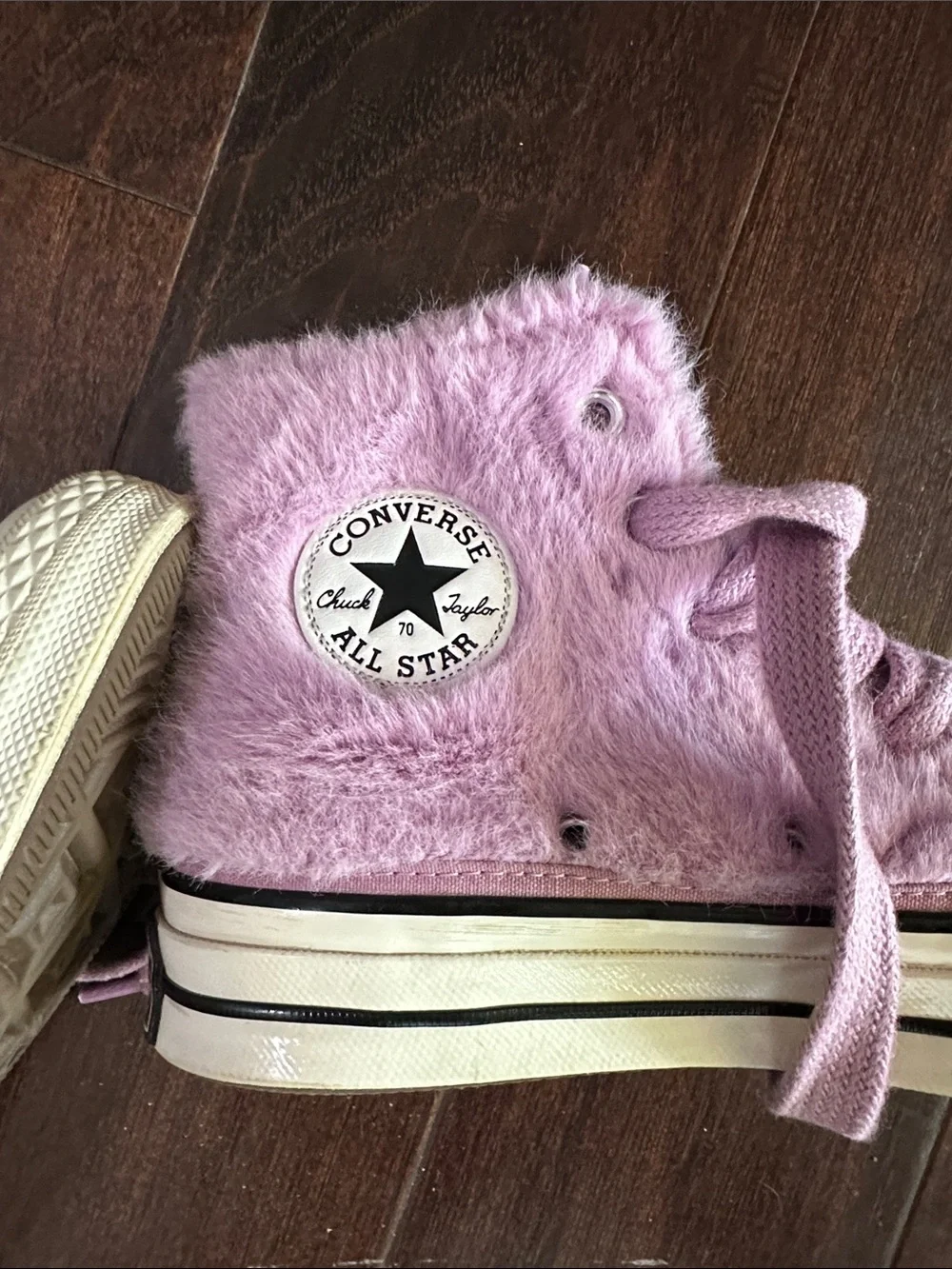 Converse Chuck 70 Amethyst Purple Faux Fur High-Top Sneakers size 4 (GIRLS)